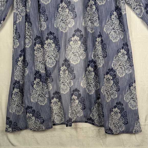Fly Curvy Kimono Cover Up 2XL Blue White Floral Plus Size Cover-up - Picture 11 of 13